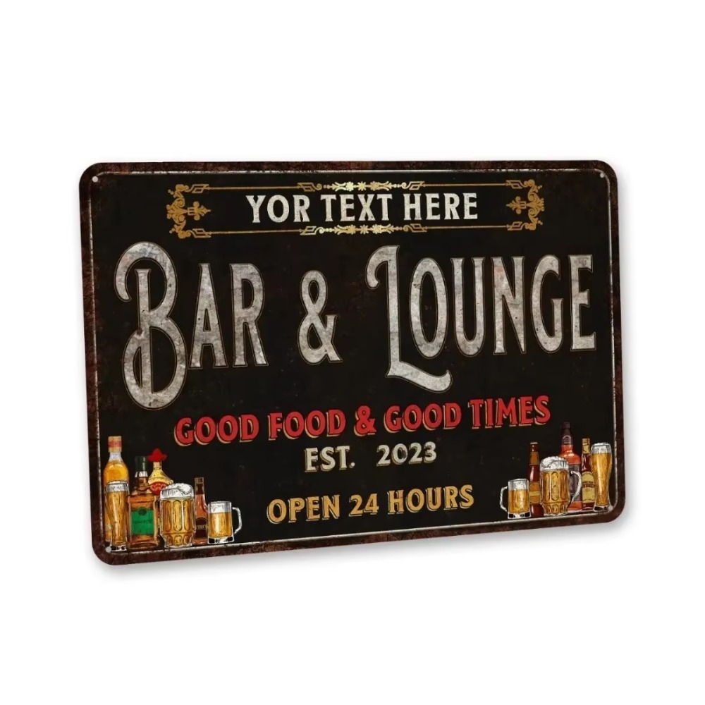 Home Bar Lounge - Placa de parede de metal com