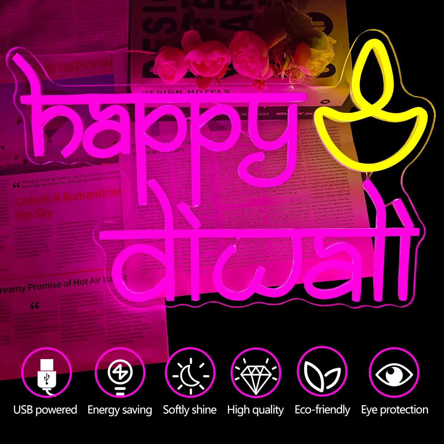 Letreiro Neon Feliz Diwali com - Home Bar Signs avaliação e preço