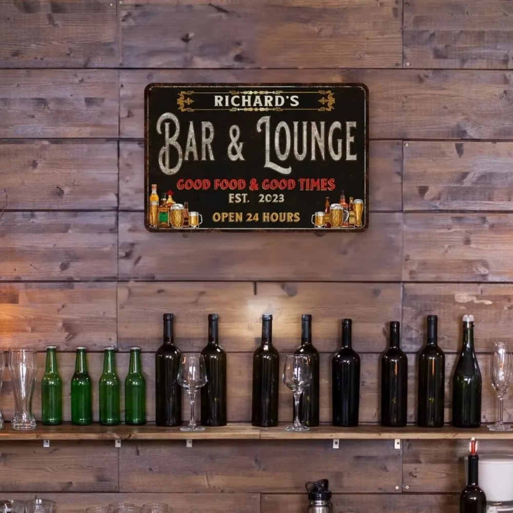 Placa de parede de metal com t - Home Bar Lounge avaliação e preço