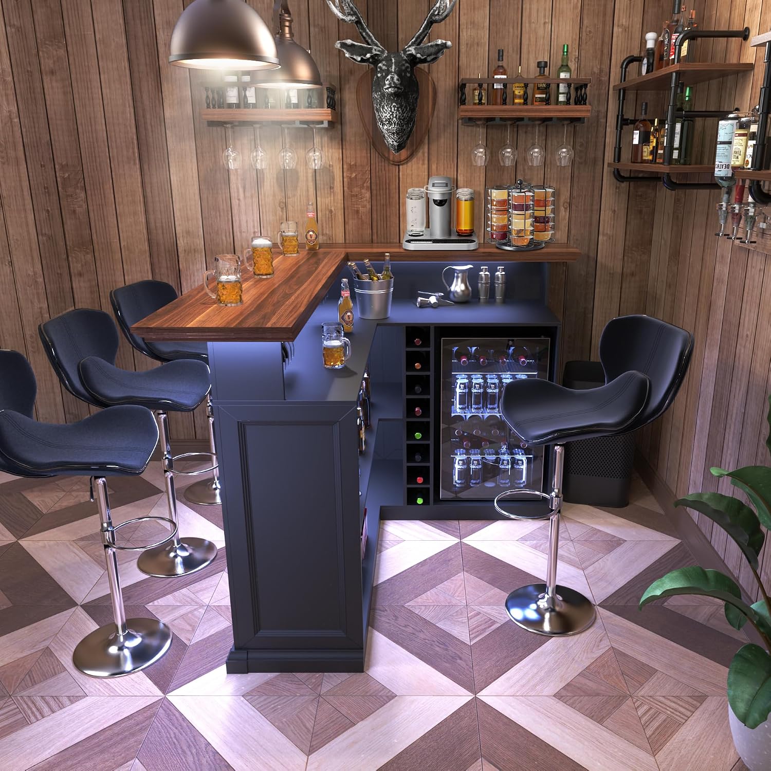 Armário de Bar em L para Casa  - Home Bar Setup avaliação e preço